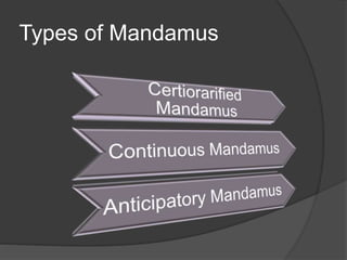 Types of Mandamus
 