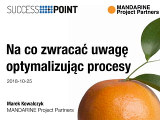 MANDARINE Project Partners
Marek Kowalczyk
Na co zwracać uwagę 
optymalizując procesy
2018-10-25
 