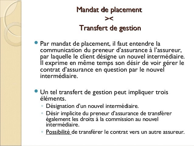 Mandat De Placement Changement D Intermediaire