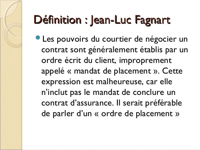 Mandat De Placement Changement D Intermediaire