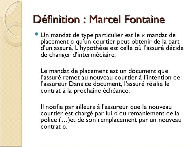 Mandat De Placement Changement D Intermediaire