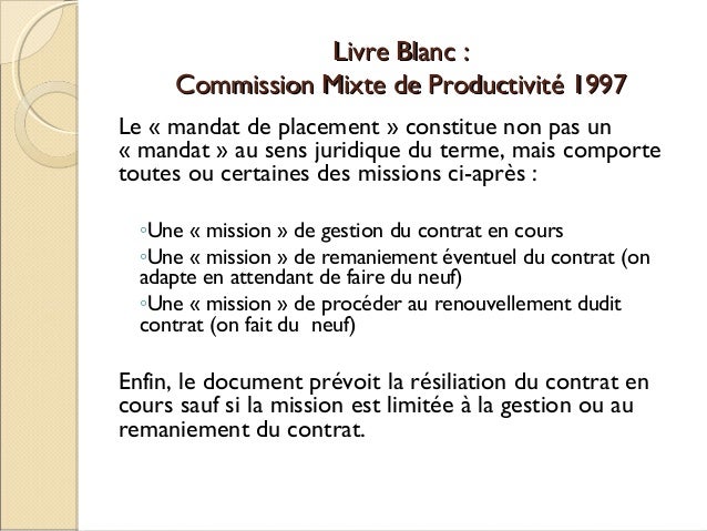 Mandat De Placement Changement D Intermediaire