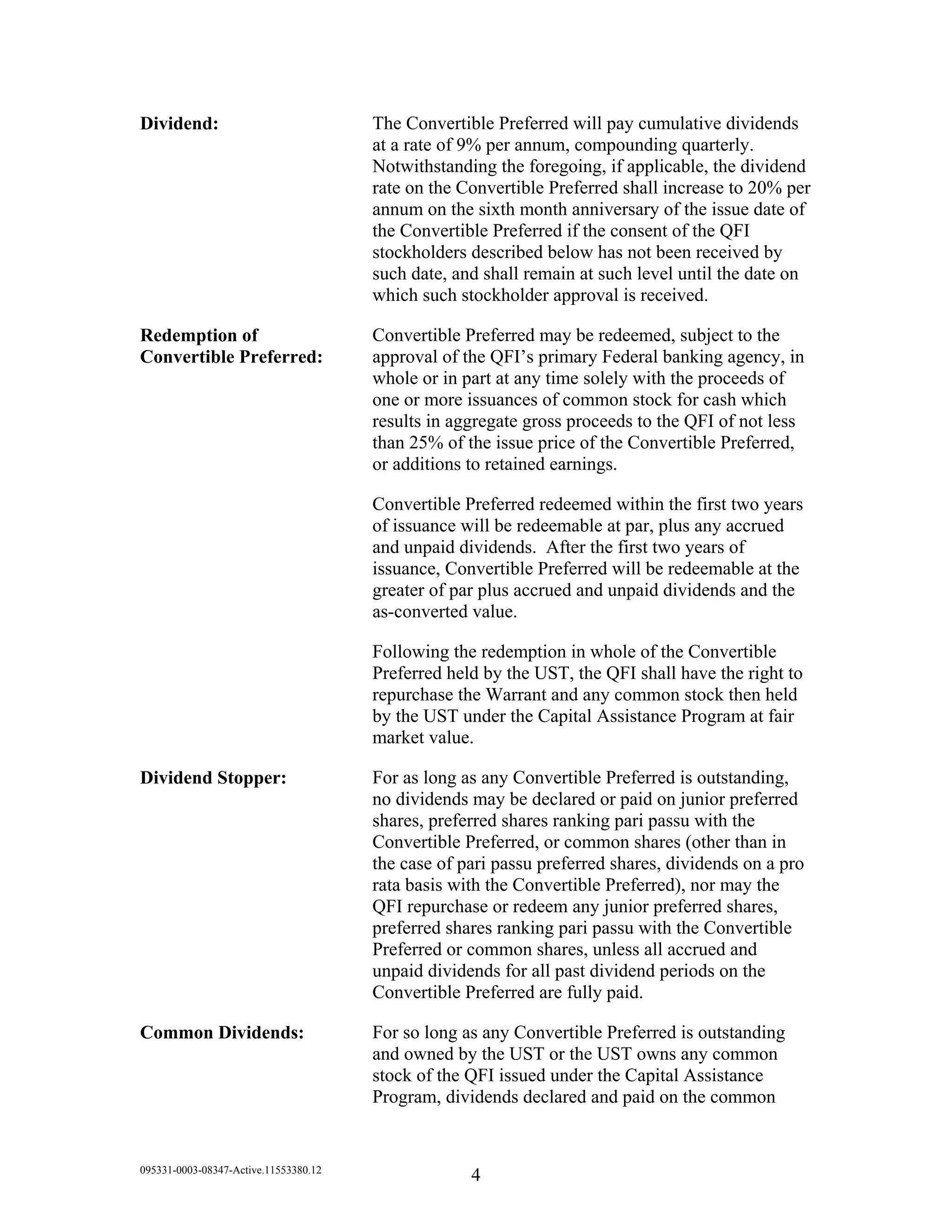 Mandatorily Convertible Preferred Stock And Warrants 02 2009