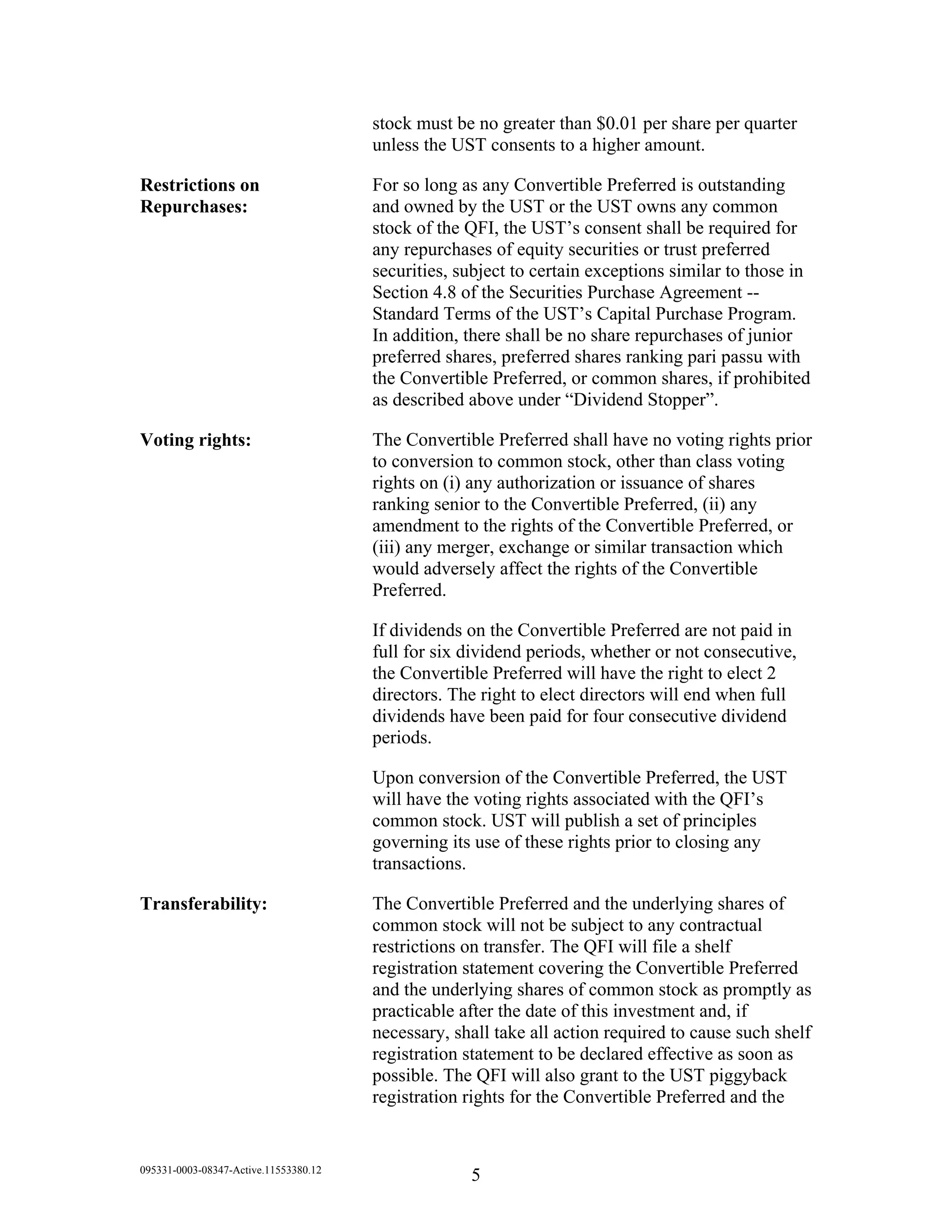 Mandatorily Convertible Preferred Stock And Warrants 02 2009