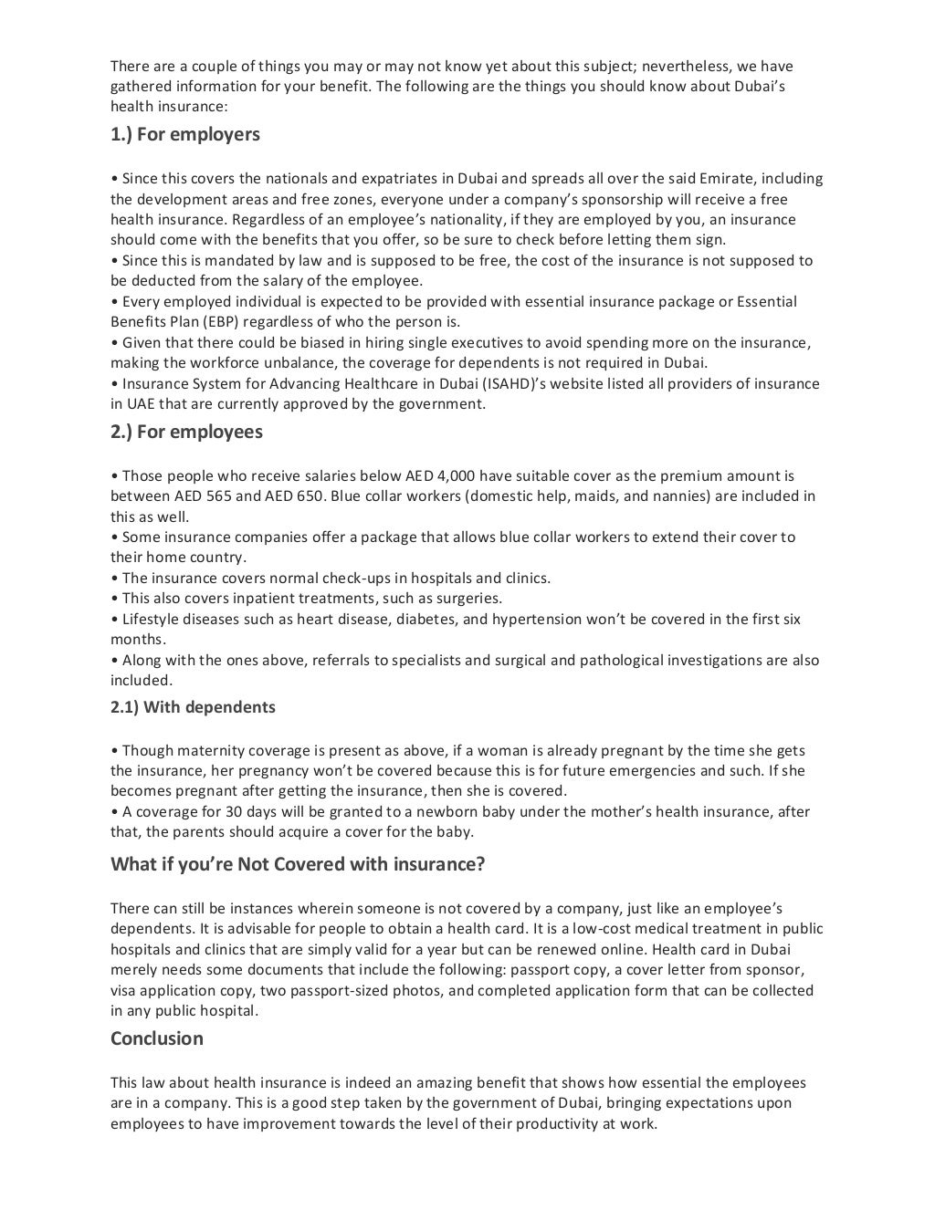 Mandatory dubai health insurance law and its benefits