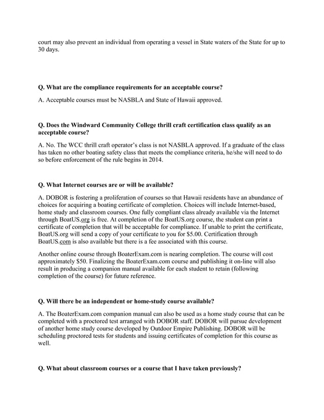 Hawaii Boating Regulation Q&A