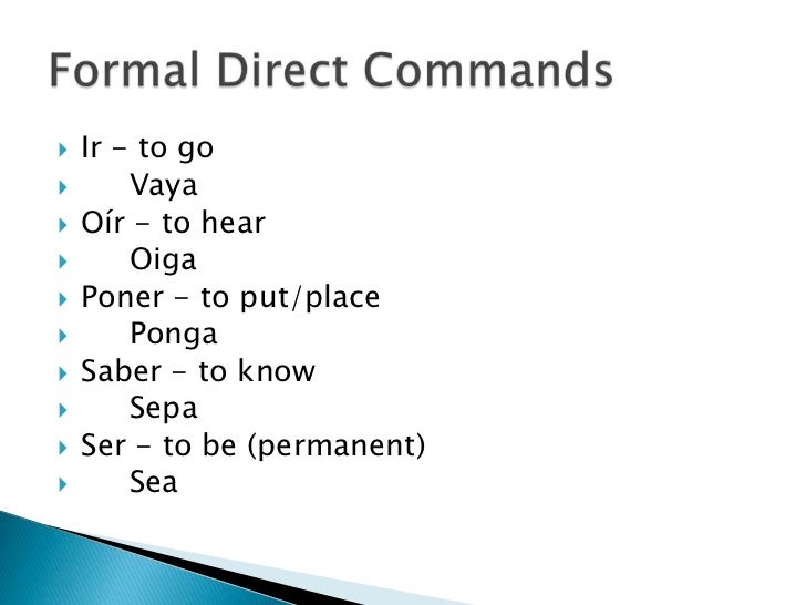 commands spanish ii poner in command form