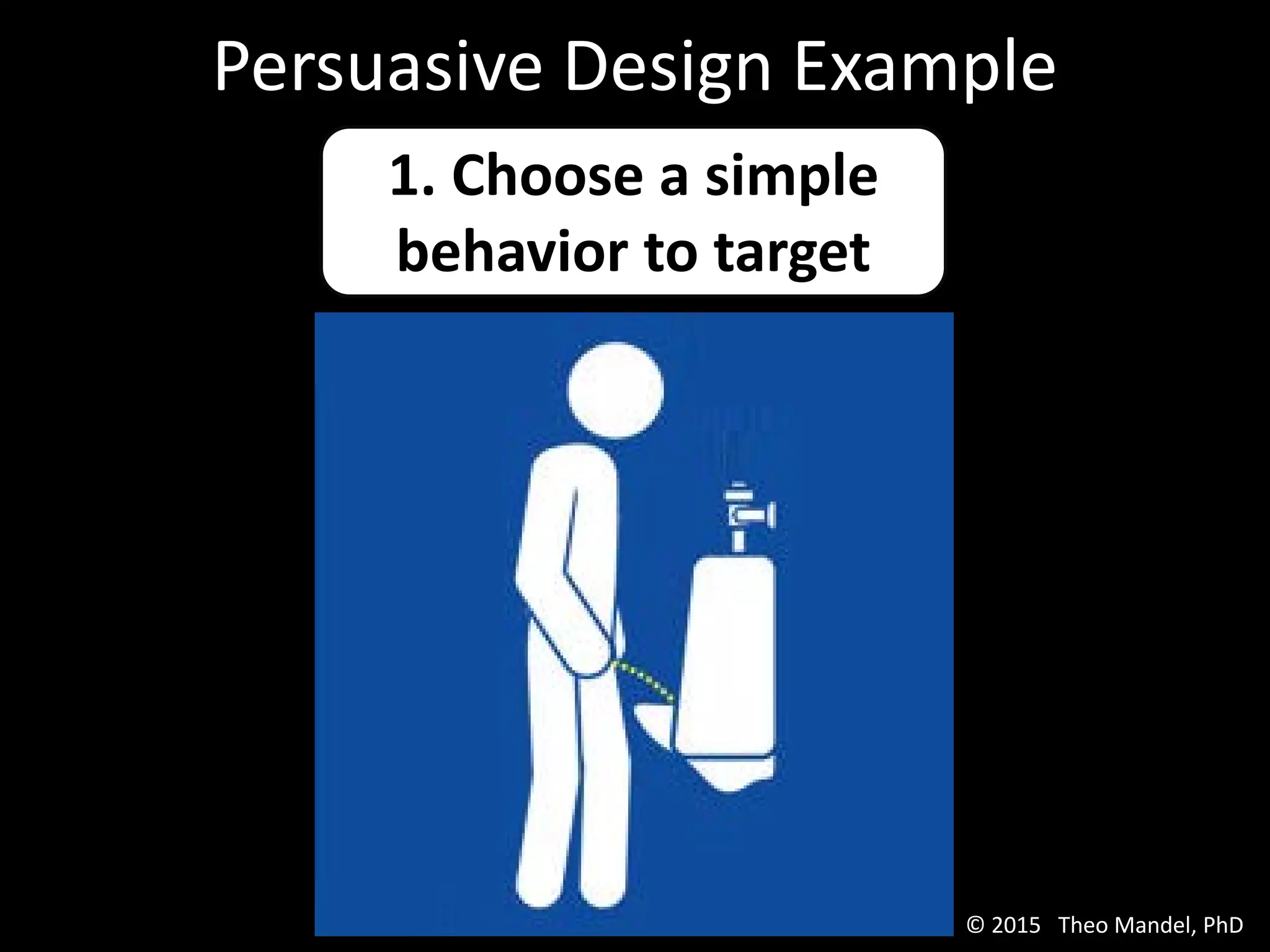 Persuasive Design Example
1. Choose a simple
behavior to target
© 2015 Theo Mandel, PhD
 
