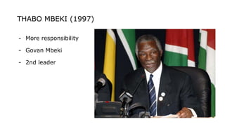 THABO MBEKI (1997)
- More responsibility
- Govan Mbeki
- 2nd leader
 