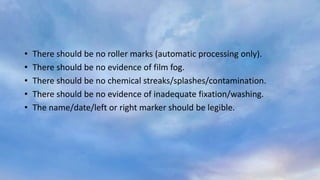 • The choice of a downward beam angulation is related to the (clinical)
need to avoid superimposition of the hyoid bone on the body of the
mandible.
• To image the maxillary and mandibular canine/incisor region requires
further rotation of the head to a point where the patient’s nose is
flattened against the cassette.
• It is important to ensure that the area of interest is parallel to the
film. This technique reduces the angle of separation between the
median sagittal plane and the film to five degrees.
 