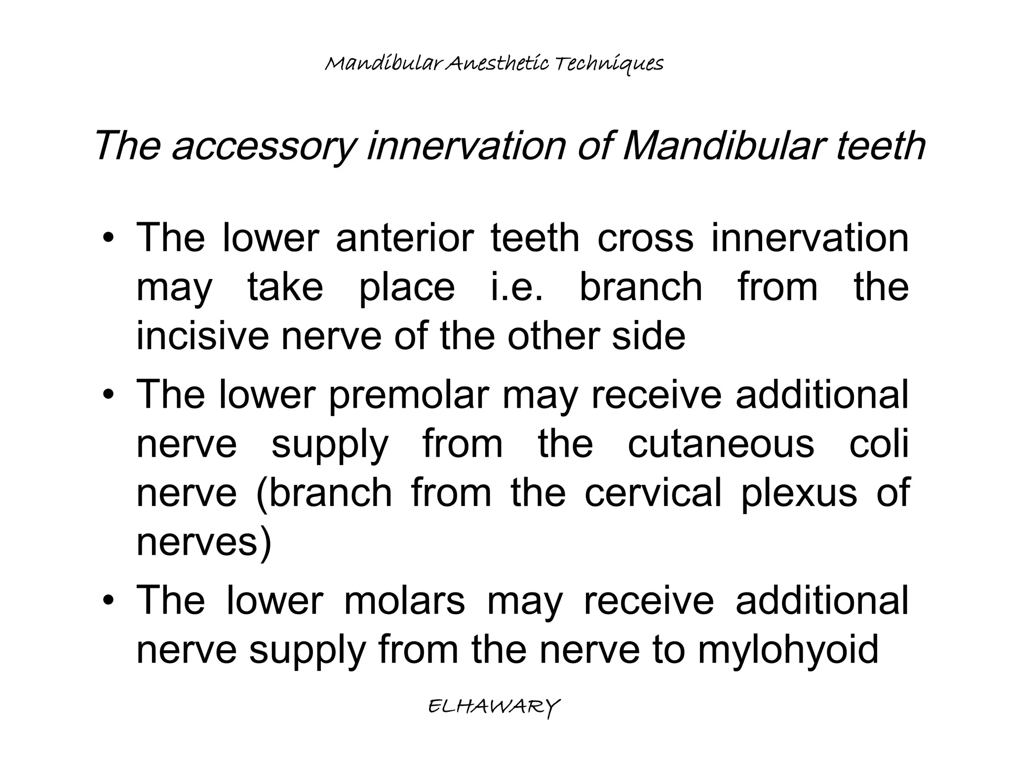 Mandibular anesthetic techniques | PDF
