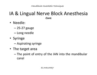 Mandibular anesthetic techniques | PDF
