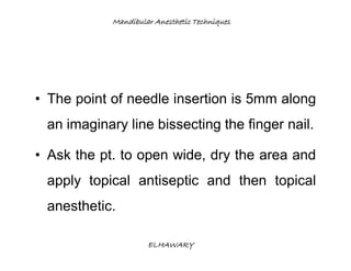 Mandibular anesthetic techniques | PDF