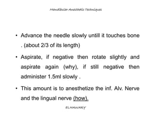 Mandibular anesthetic techniques | PDF