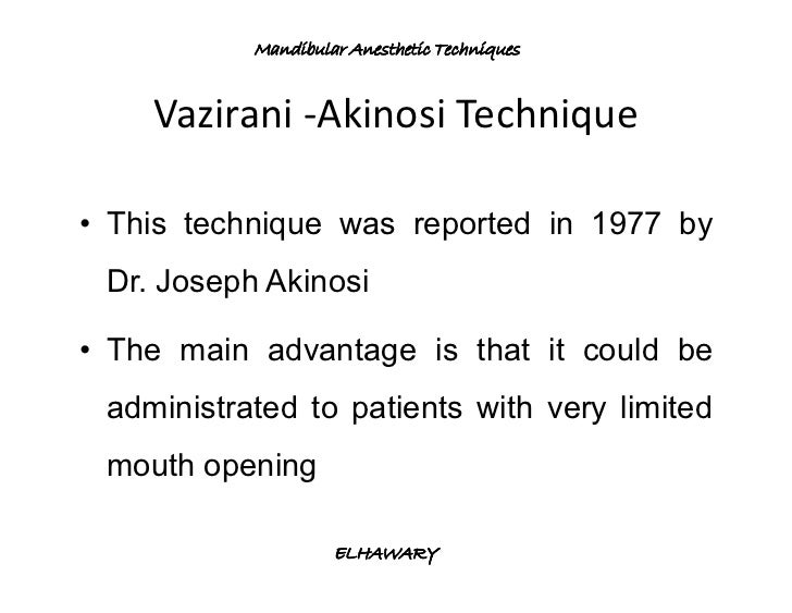 Mandibular anesthetic techniques
