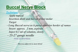 Mental Nerve Block
Complications
Few
Hematoma
Positive aspiration
5.7 %
 