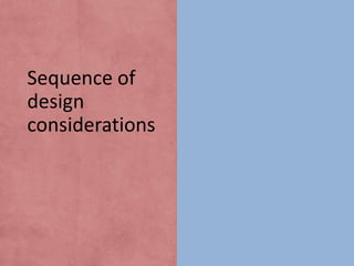 Sequence of
design
considerations

 