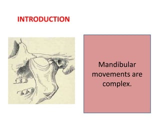 INTRODUCTION
Mandibular
movements are
complex.
 