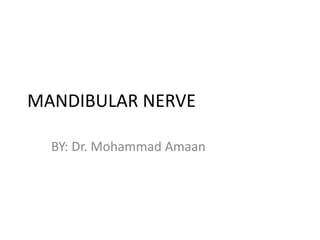MANDIBULAR NERVE
BY: Dr. Mohammad Amaan
 