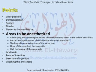 Mandibular teeth anesthetic block techniques | PDF