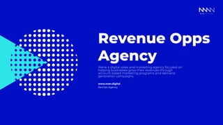 Revenue Opps
Agency
We're a digital sales and marketing agency focused on
helping businesses grow their revenues through
account-based marketing programs and demand
generation campaigns.
www.man.digital
RevOps Agency
 