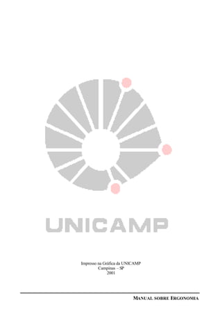 MANUAL SOBRE ERGONOMIA
Impresso na Gráfica da UNICAMP
Campinas – SP
2001
 