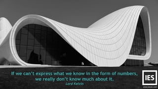 www.iesve.com
If we can’t express what we know in the form of numbers,
we really don’t know much about it.
Lord Kelvin
 