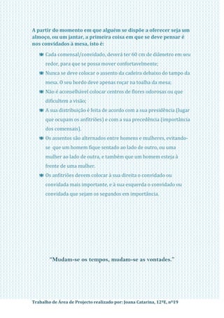 Maneiras à Mesa de Antigamente e de Agora