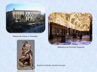 A pintura
• A pintura sofre uma grande renovação, destacando-se
diversas escolas ou oficinas: Coimbra (fortemente ligada à
estética gótica); Lisboa; Évora (Francisco Henriques) e Viseu
(oficina de Vasco Fernandes).
• Foi usada a pintura a óleo e
seguiram-se as tendências da
perspetiva e as representações
naturalistas.
• Nomes grande da pintura foram
Grão Vasco, Cristóvão de Morais (já
maneirista) ou Nuno Gonçalves.
Cristóvão Morais, D. Sebastião
 