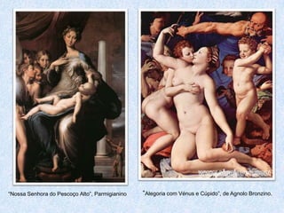 “Moisés e as Filhas de Jetro”, Rosso Fiorentino
• A obra apresenta intensos
contrastes cromáticos e corpos
em escorço que ocupam a
totalidade da tela.
• É uma obra intensa, de grande
dinamismo e violência.
 
