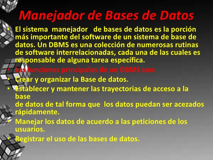 Manejador de base de datos