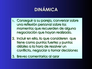 DINÁMICA <ul><li>Conseguir a su pareja, conversar sobre una reflexión personal sobre los momentos que recuerden de alguna ...