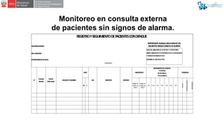 Monitoreo en consulta externa
de pacientes sin signos de alarma.
ALTA
HOSPITALIZADO
REFERIDO
REGISTROYSEGUIMIENTODEPACIENT...