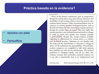 Práctica basada en la evidencia?
• Apósitos con plata
• Pentoxifilina
 