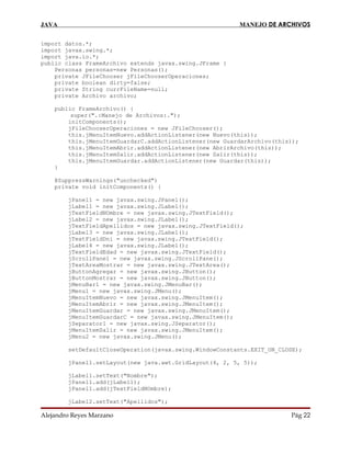 Manejo de archivos en java | PDF