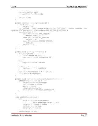 Manejo de archivos en java | PDF