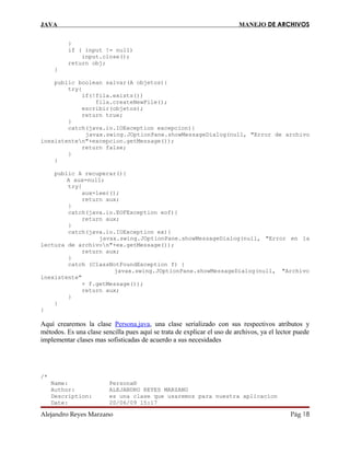 Manejo de archivos en java | PDF