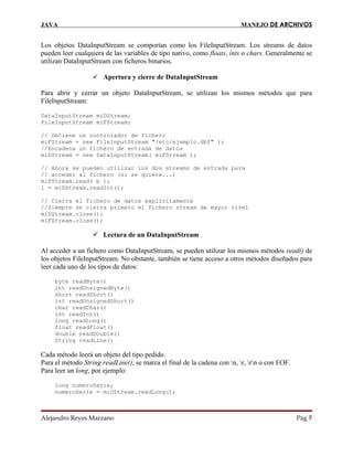Manejo de archivos en java | PDF