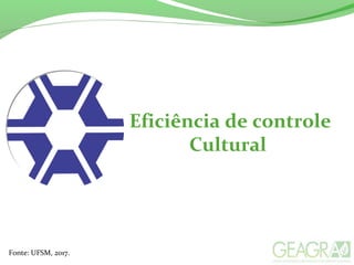 Eficiência de controle
Cultural
Fonte: UFSM, 2017.
 