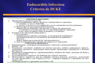 Endocarditis Infecciosa
 Criterios de DUKE
 