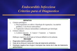 Endocarditis Infecciosa
Criterios para el Diagnostico
 