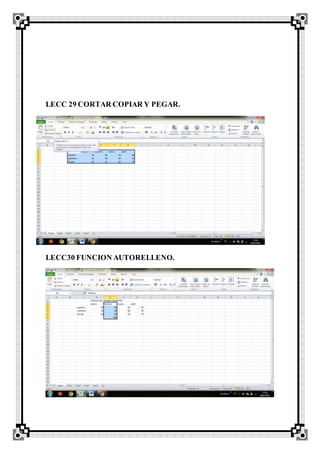 LECC 29 CORTAR COPIAR Y PEGAR.
LECC30 FUNCION AUTORELLENO.
 