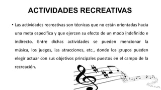 Metas Recreativas Manejo de grupos | PPTX