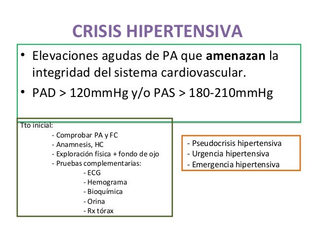 Manejo de la crisis hipertensiva en urgencias
