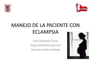MANEJO DE LA PACIENTE CON
       ECLAMPSIA
        Juan Sebastian Parra
      Diego Alejandro Ramirez
      Gonzalo Andres Robayo
 