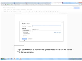 Aquí ya anotamos el nombre de que se mostrar y el url del enlace
Y le damos aceptar.
 