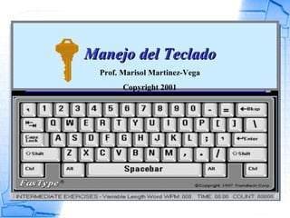 Manejo del Teclado
  Prof. Marisol Martinez-Vega
        Copyright 2001
 