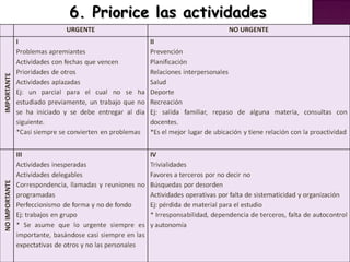 6. Priorice las actividades
 