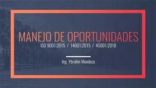 ISO 9001:2015 / 14001:2015 / 45001:2018
Ing. Ybrahin Mendoza
 