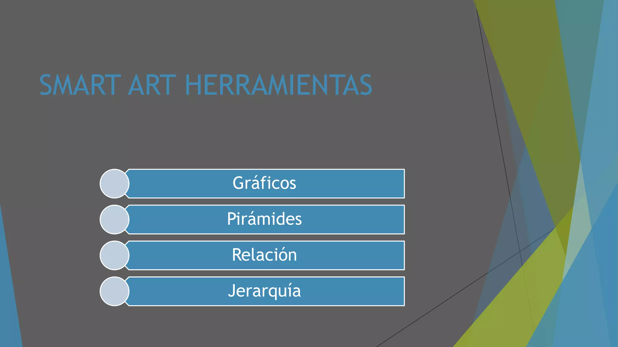 SMART ART HERRAMIENTAS
Gráficos
Pirámides
Relación
Jerarquía
 
